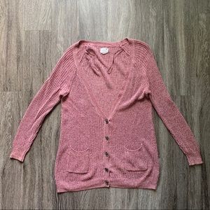 La Hearts Knit Button Up Cardigan Burgundy Size S